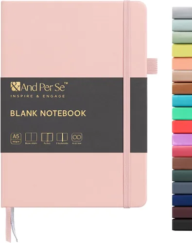 Vista 123 de ⩓ Per Se Cuaderno de Diario con Líneas (3 Paquetes), 160 Páginas Papel Grueso 100GSM, A5 Tapa Dura Cuadernos con Rayas Universitarias para Escribir