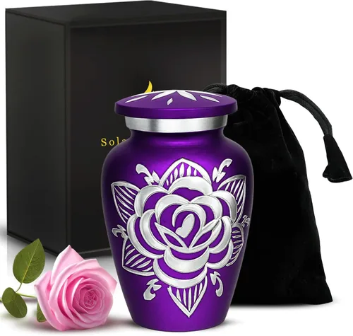 Vista 12 de Urna de Cremación de Rosa para Cenizas para Mujeres y Hombres - Urnas de Rosa Artesanales para Cenizas Humanas Adultas Femeninas y Masculinas