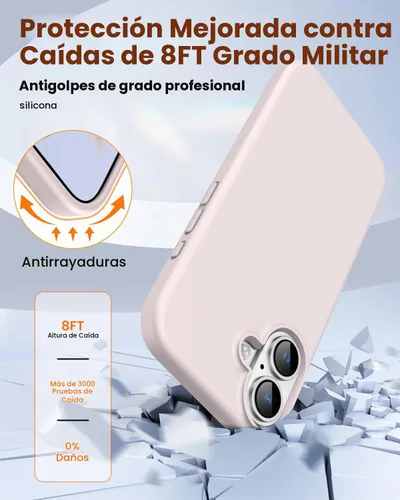 Vista 5 de Funda diseñada para iPhone 16, Funda Protectora de Teléfono de Silicona Líquida a Prueba de Golpes con Forro de Microfibra Suave Antiarañazos Ultra