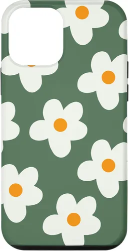 Vista 16 de Retro 60s flower vintage floral pattern sage green Groovy Case for iPhone 16