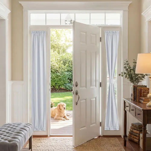 Vista 30 de PONY DANCE Persianas para puertas – Paneles opacos para tratamiento de ventanas, cortinas sólidas de alta resistencia con bolsillo para barra