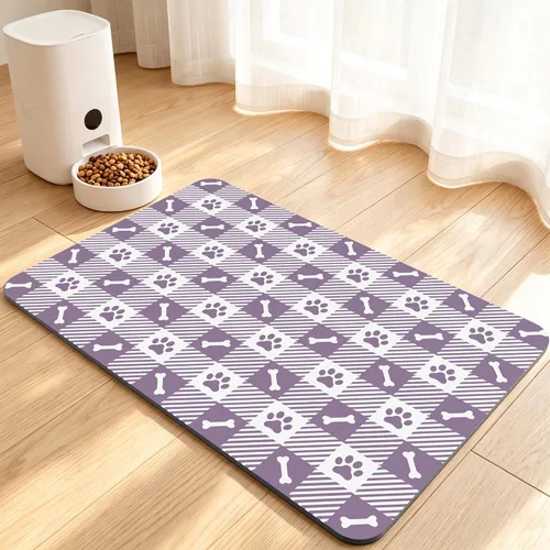 Vista 20 de Tapete de comida para perros, tapete absorbente para alimentación Patas de perro beige