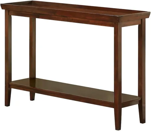 Vista 6 de Furnifact Mesa consola de pasillo con repisa elevada, patas de madera maciza cónicas, mesa de acento de entrada, acabado negro duradero