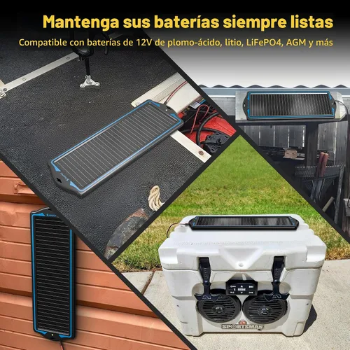 Vista 8 de Carga de batería solar de 12 V: kit de panel solar portátil impermeable – Cargador de goteo de mantenimiento de batería – con controlador de carga