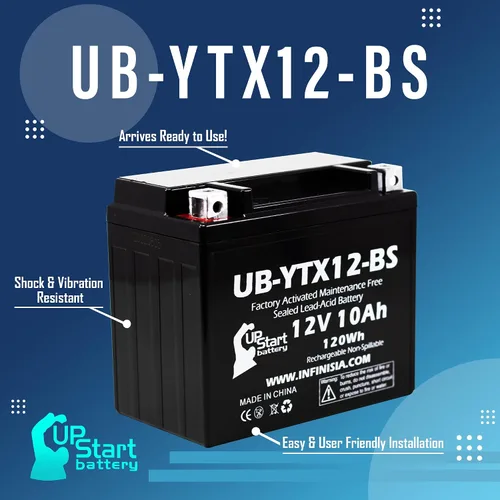 Vista 4 de Repuesto para Triumph Bonneville T100, SE, FI 865 CC 2013 activado de fábrica, sin mantenimiento, batería de motocicleta - 12V, 10Ah, UB-YTX12-BS