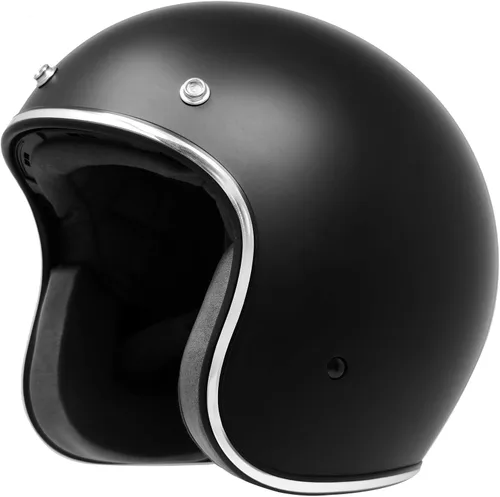 Vista 3 de GDM RENEGADE - Casco abierto para motocicleta, 3/4, estilo vintage, negro mate (escudo cromado, S)