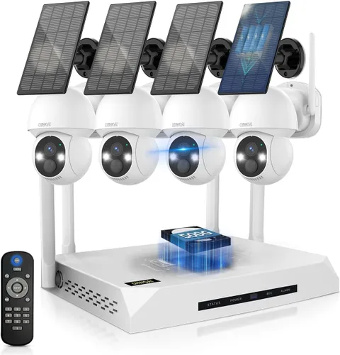 Vista 10 de 《100% alimentado por energía solar y audio bidireccional》Sistema de cámara PTZ inalámbrica para exteriores, cámaras con batería de 4MP alimentadas