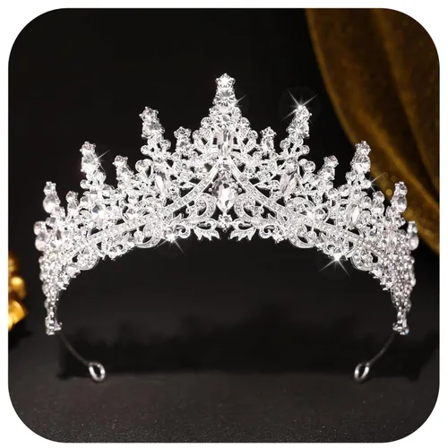 Vista 10 de Tiara de princesa de cristal de la reina – Diadema con coronas de diamantes de imitación para cumpleaños, bodas, Halloween, bailes, concursos