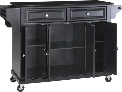 Vista 2 de Crosley Furniture isla de cocina con ruedas, Madera, Negro