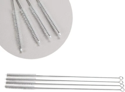 Vista 4 de HUJI Cepillo de limpieza de pajitas de acero inoxidable, perfecto para popotes reutilizables (2 cepillos)