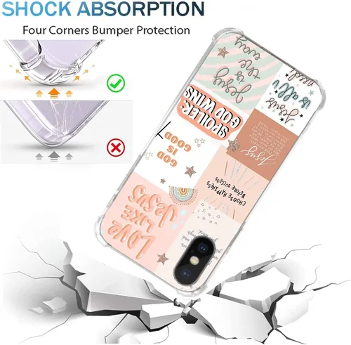 Vista 3 de Funda de teléfono con collage bohemio de Jesús compatible con iPhone X/iPhone Xs, funda de collage de citas cristianas para niñas, mujeres y Boho