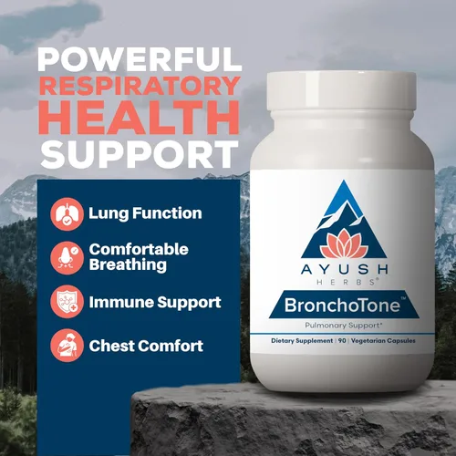 Vista 2 de Ayush Herbs Bronchotone - Suplemento de apoyo bronquial, respiratorio y de apoyo inmunológico para mujeres y hombres, adultos, suplemento de cuidado