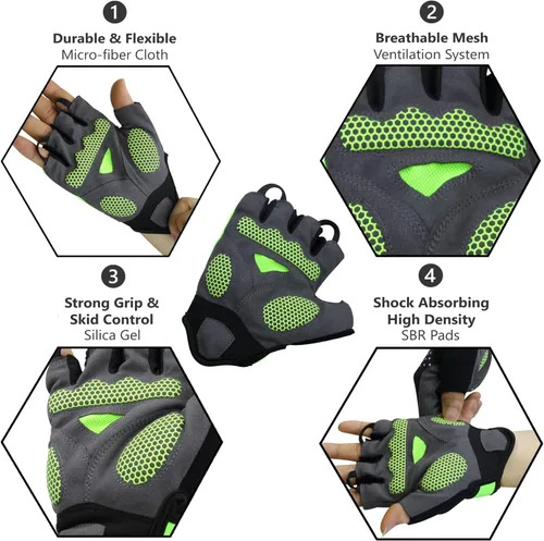 Vista 2 de Guantes de ciclismo para bicicleta de montaña para hombre, amortiguadores de gel SBR acolchados, palma antideslizante, ultra transpirables