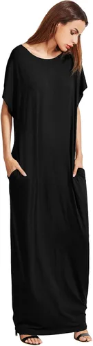 Vista 3 de Verdusa - Vestido largo, de manga corta, holgado, con bolsillos, para mujer, casual