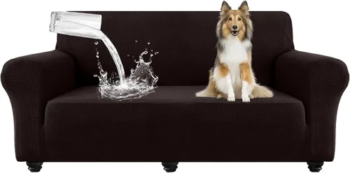 Vista 14 de Funda de sofá impermeable para mascotas, protector de sofá de TPU de doble capa, 100% a prueba de fugas, a prueba de perros, elástico, Beige