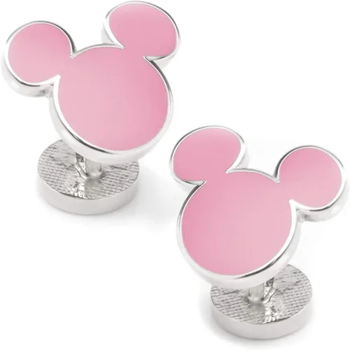 Vista 2 de Gemelos Mickey Mouse Silhouette Rosa, Metal Esmalte, no conocido