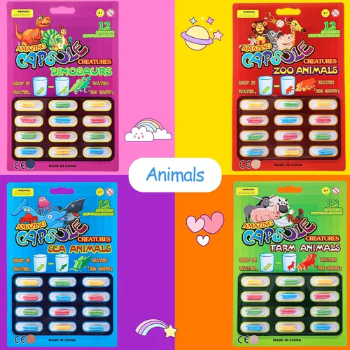 Vista 5 de Gejoy Paquete de 8 cápsulas de cultivo de agua para niños, cápsulas de animales acuáticos, dinosaurio, unicornio, criatura marina, juguetes de baño