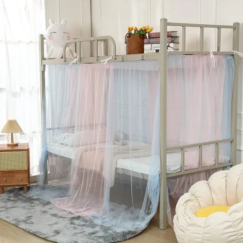 Vista 7 de 4 postes esquineros para dormitorio de estudiantes, litera, mosquitera, mosquitera, cortinas de cama para estudiantes, dormitorio, escuela