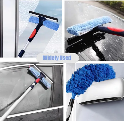 Vista 7 de Bastón extensible de limpieza de ventanas, limpiador de ventana alta 2 en 1, equipo de lavado de ventanas para interiores y exteriores con mango