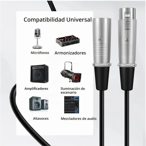 Vista 5 de TNP XLR - Cable de micrófono XLR de 3 pines macho a hembra, conector de audio de cable de micrófono equilibrado, convertidor de adaptador