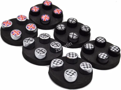 Vista 5 de Zorratin 4X Tapas de Válvula de Neumático con Bandera de Carreras a Cuadros Negros BW para BMW Mini Cooper r50 r53 r56 r56n f55 f56 r55 r52 r57 r58
