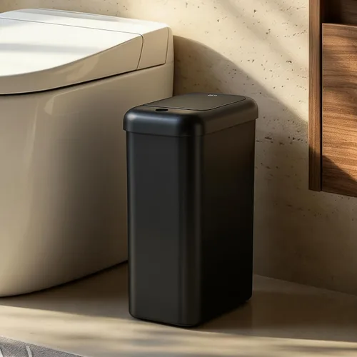 Vista 10 de EKO Astro Slim Basurero con sensor, 10L / 2.6 galones, papelera sin contacto con tapa de mariposa de cierre suave, papelera de acero inoxidable