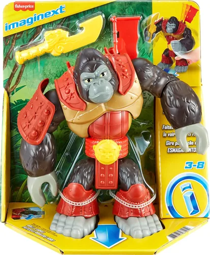 Vista 7 de Fisher-Price Imaginext Juguete preescolar Silverback Gorilla Smash figura de 8 pulgadas con acción de perforación y accesorios