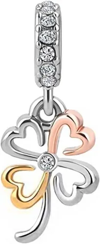 Vista 2 de KunBead Joyas colgantes de cristal con trébol de cuatro hojas para mujeres y niñas, compatibles con pulseras Pandora, Cobre, No es una piedra