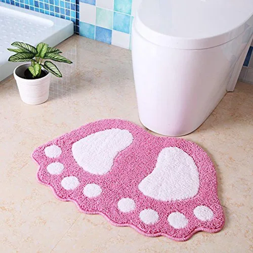 Vista 2 de MIFXIN Alfombra de baño con pies grandes, antideslizante, suave, absorbente, alfombra de área (rosa, 16 x 24 pulgadas)
