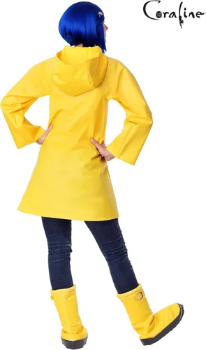 Vista 4 de Disfraz de Coraline para adulto, talla grande, chaqueta de lluvia