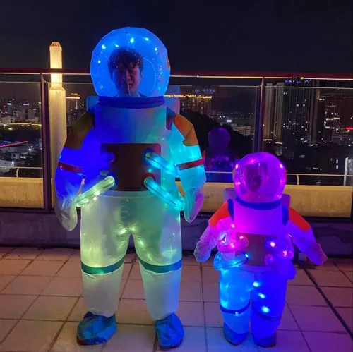 Vista 6 de bDDeDD Disfraz inflable de payaso con luz LED para fiesta de Navidad