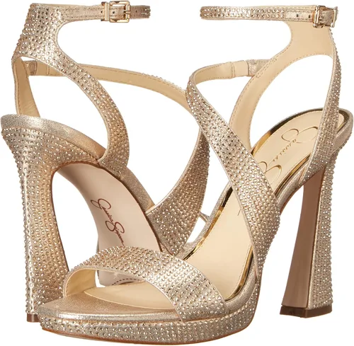 Vista 7 de Jessica Simpson Correa de tobillo metálica con diamantes de imitación para mujer