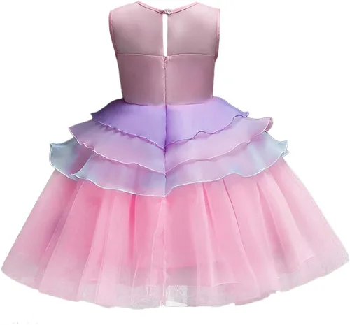 Vista 4 de REXREII Disfraz de unicornio para bebé fiesta de concurso vestido de tul con diadema boda cumpleaños Navidad Halloween