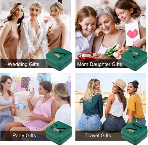 Vista 7 de Parima Joyero de viaje pequeño organizador de joyero, soporte para joyas, collar, anillo y aretes, caja de viaje, esencial, regalo de cumpleaños