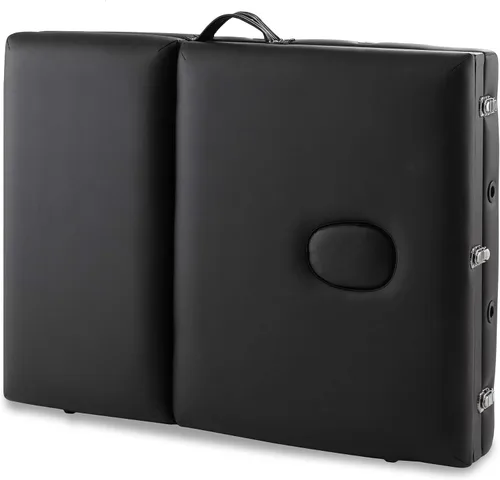 Vista 7 de Saloniture Mesa de masaje profesional portátil ligera de tres pliegues con patas de aluminio, incluye reposacabezas, soporte facial, reposabrazos