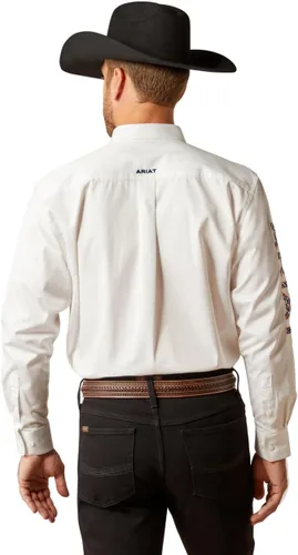 Vista 43 de Ariat Camisa de sarga con logotipo del equipo para hombre