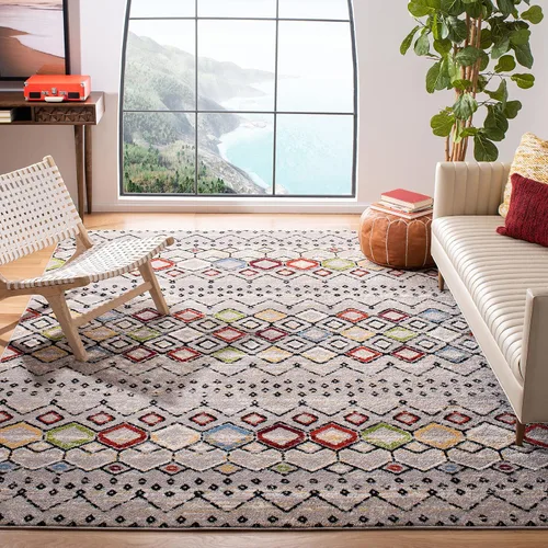 Vista 23 de SAFAVIEH Amsterdam Collection Alfombra Decorativa - 2.3 pies x 4 pies, Negro & Multi, Diseño Marroquí Bohemio, Sin Desprendimiento y Fácil Cuidado