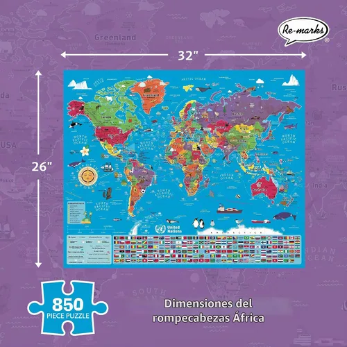 Vista 3 de Rompecabezas de lujo Re-Marks, mapa del mundo con piezas caprichosas