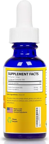 Vista 9 de Gotas líquidas de vitamina D3 K2 con K2 MK7-2,000 UI por gota, gotas líquidas de vitamina D K2 para adultos y niños, las mejores gotas de vitamina