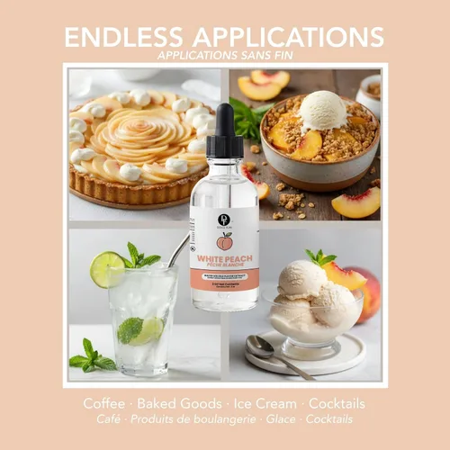 Vista 4 de Dolce Flav - Extracto natural de melocotón blanco de 2 onzas, Kosher, sin azúcar, sabor concentrado de melocotón blanco dulce para bebidas, postres