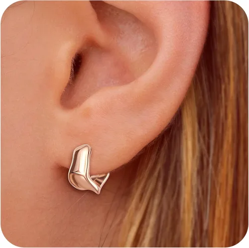 Vista 8 de Aretes de aro gruesos de oro para mujer, chapados en oro de 14 quilates y plata, aretes geométricos, aretes colgantes de nudo de moda
