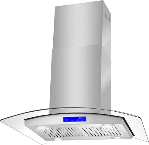 Vista 10 de COSMO COS-668ICS750 30 pulgadas Lumin Collection 380 CFM Campana extractora para isla con conductos, controles de toque suave, luces LED, acero