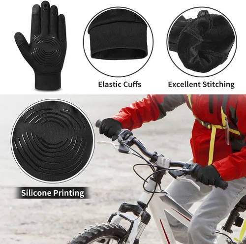 Vista 7 de Guantes de invierno para pantalla táctil para niños guantes deportivos impermeables para clima frío cálido para niños y niñas de 4 a 12 años