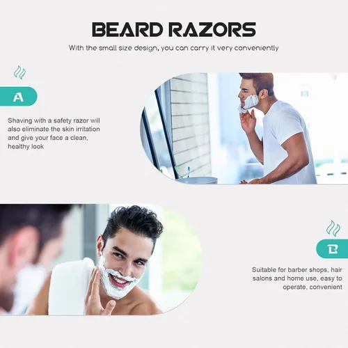 Vista 6 de Hemoton Maquinillas de afeitar manuales para barba, mango de bambú, afeitadoras de seguridad de doble filo, cuchillas de acero inoxidable