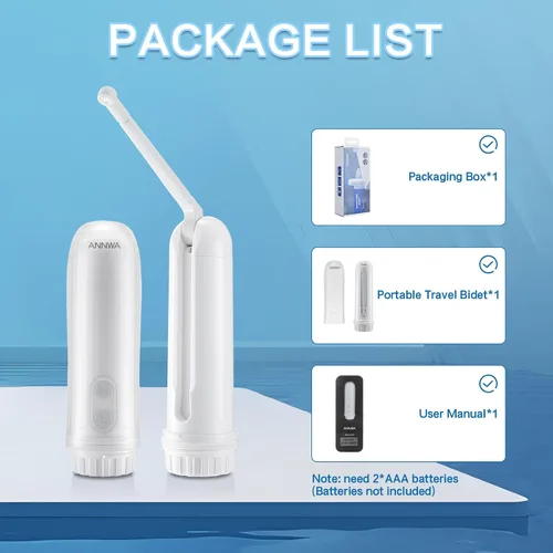 Vista 9 de Bidé portátil para viajes de 140 ml con boquilla ajustable de 180° IPX6 Bidé eléctrico manual para limpieza de higiene personal, lavado de bebé