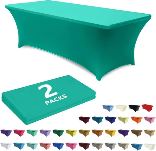Vista 18 de ABCCANOPY - Paquete de 2 manteles elásticos de elastano de 4 pies Fitted, Washable and Wrinkle Resistant Table Protector for Wedding