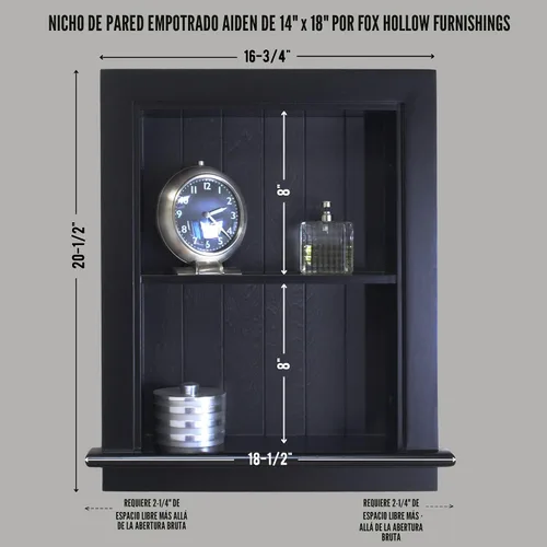 Vista 2 de Aiden - Botiquín de repuesto de pared empotrada de 14 x 18 pulgadas, inserto de gabinete de baño en la pared estante/estantes, fabricado en América