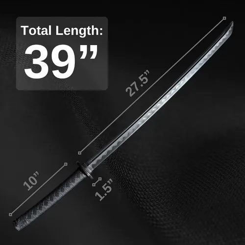 Vista 2 de E-BOGU Espada negra Katana de práctica de polipropileno (Hamon L-39)