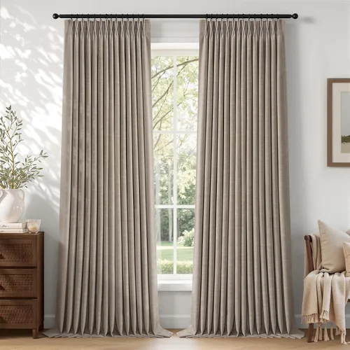 Vista 66 de Topfinel - Cortinas opacas plisadas de 96 pulgadas para dormitorio, 2 paneles Natural