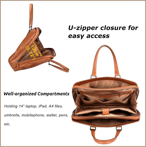 Vista 6 de Banuce Maletín de cuero italiano de grano completo para hombres 14 pulgadas bolsas de viaje Bolsas de negocios bolsa de viaje bolsa de accesorios